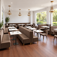 Ensemble de tables et de chaises de restaurant commercial de luxe moderne, meubles de salle à manger rembourrés en velours pour hôtel, café, bistrot