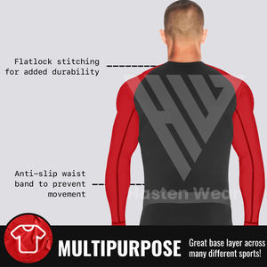 เสื้อกีฬาแขนแร็กแลนของผู้ชายเสื้อแร็กแลนเสื้อแร็ชการ์ดแบบระบายอากาศได้ดีสีพื้น - Product Image 5