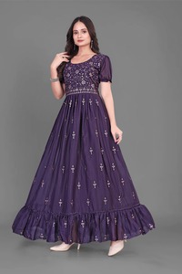 Precioso Vestido Indio Pakistaní de Tela Georgette para Fiestas Elegantes, Bodas, Estilo Bollywood Tradicional, Ropa Casual Tradicional - Product Image 4