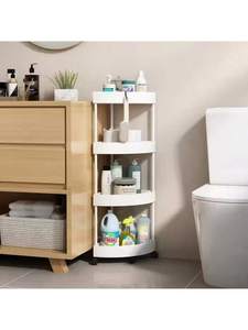Mensola angolare da bagno multiuso a 4 livelli, ideale per piccoli spazi, organizzatore per la camera da letto e l'ufficio - Product Image 3