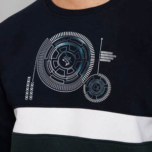 Pull à col rond lourd pour homme, en coton à l'intérieur, sweat-shirt à col rond, pull d'hiver imprimé pour homme - Product Image 2