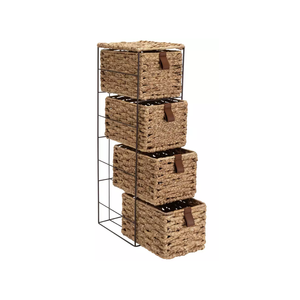 Nouvel article jonc de mer 4 tiroirs mince salle de bain stockage cadre en métal fait à la main meubles de maison et décoration en gros du Vietnam - Product Image 2