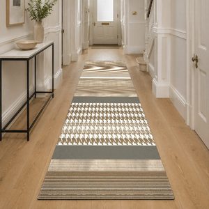 RUGS DEPOT LXDP-0624 Wholesale Terracotta Gold Contemporary Abstract Digital Printed Machine Washable Chenille Area Rug Non <b>Slip</b> - Product Image 5