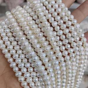 Cuentas de perlas de grado AA + blanco, Perla de forma redonda Natural, cuentas de perlas de agua dulce de alto grado, collar de cuentas Peral de grado Avant - Product Image 3