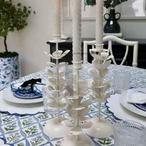 Nappe carrée en coton faite à la main en acier bleu clair Floral luxe réutilisable bloc à main imprimé lavable pour salle à manger cuisine mariage - Product Image 3