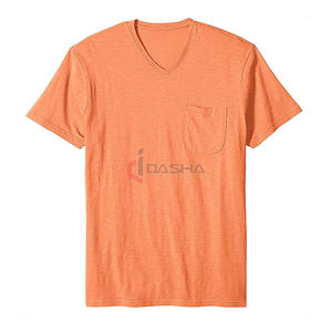2025 T-Shirt en coton surdimensionné unisexe de haute qualité col en V avec poche poitrine couleur unie Logo personnalisé grande taille coupe décontractée - Product Image 5