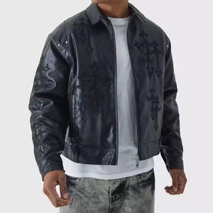 Chaqueta de cuero real OEM 2025 para hombres con cuello de piel negra con soporte ropa de invierno estilo callejero - Product Image 5