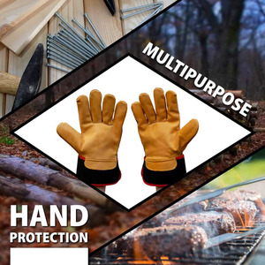 Guantes de trabajo de cuero de vaca de grano y cuero partido Seguridad industrial Protección personal Rigger canadiense Guantes de construcción duraderos - Product Image 3