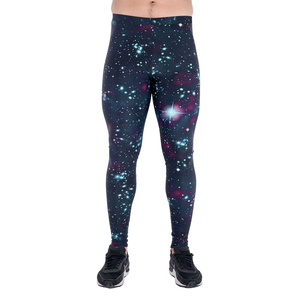 Men's Running <b>Tights</b> Sports Male Fitness Training Quick Dry Black galaxy Print Leggings Casual Jogger Pants - Product Image 1