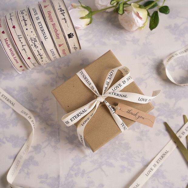 Custom 3D Logo Printed 100% Cotton Ribbon for Gift Wrapping, DIY Crafts, Clothing Labels and Decorative Packaging