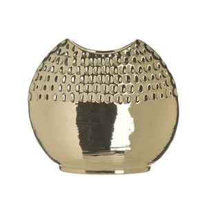 Venta caliente florero de aluminio hecho a mano dorado diseño moderno jarrón de mesa de Metal para boda decoración del hogar espacio de Navidad de lujo - Product Image 4