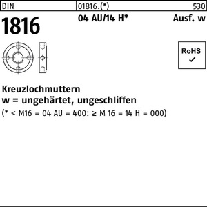 Écrou à trou traversant DIN 1816 M26 X 1.5 en acier autotaraudeur 14H-10 pièces - Product Image 1