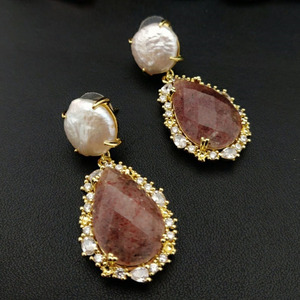 Boucles d'oreilles en pierre naturelle perlée en gros, logo personnalisé, bijoux en amazonite personnalisés, boucles d'oreilles en lapis-lazuli pour femmes - Product Image 5