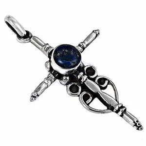 Women's 925 Silver Lapis Lazuli Pendant <b>Necklace</b> with Diamond Rhodium Plated Box Chain <b>14K</b> Rose <b>Gold</b> White <b>Gold</b>-Jewelry Gift - Product Image 3