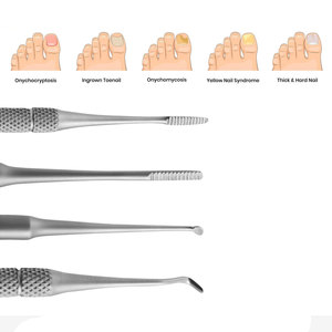 Sonda de limas de acero inoxidable doble, herramientas de Podología, Lima negra forjada alemana, cuchara, sonda de cuello de cisne, Kit de podólogo para - Product Image 4