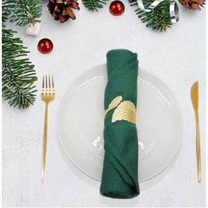 Anneaux de serviette en métal doré avec design feuille en métal Anneaux de serviette en métal Porte-mouchoirs Accessoires de serviette pour mariage - Product Image 5