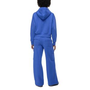 Ensemble de survêtement d'hiver en molleton épais 100% coton bleu chiné personnalisé pour femmes, vente en gros, best-seller, sweat à capuche et pantalon évasé - Product Image 2