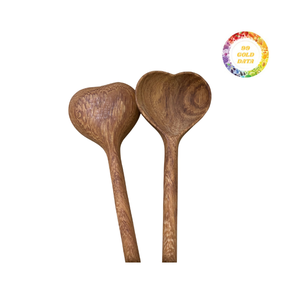 Mango ergonómico Cucharas de madera dura Utensilios de servicio duraderos para cocinas saludables - Product Image 3