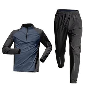 Conjunto Deportivo Unisex de Talla Grande de Secado Rápido con Media Cremallera y Manga Larga, Pantalones Deportivos Transpirables para Entrenamiento, Primavera Otoño, Estilo Americano - Product Image 1