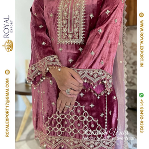 Lanzamiento de la nueva colección de trajes de terciopelo para fiestas con trabajo de secuencia de bordado pesado por fabricante y mayorista Royal Export - Product Image 3