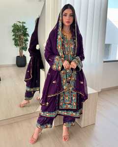 Kaftan Salwar Kameez pour femmes arabes islamiques AWAIS HOUSE, en georgette de polyester, orné de perles à la main, taille plus, léger, ourlet évasé, longueur au sol - Product Image 4