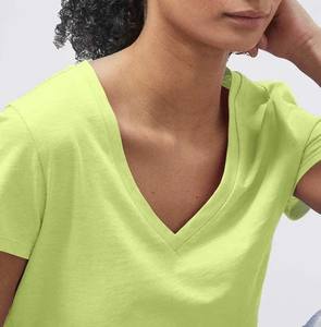 Meilleure qualité femmes t-shirt coton/polyester femmes imprimé à manches courtes t-shirt personnalisé votre propre logo col en v vêtements actifs - Product Image 6