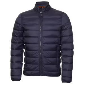 Chaqueta acolchada con cuello levantado de estilo callejero para hombre con patrón personalizado OEM con cremallera, lona Lisa negra para invierno y otoño, tarifa baja - Product Image 1