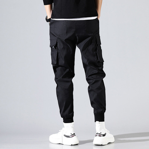 Men's <b>Black</b> Cargo Sweatpants Elastic Waist Drawstring Multiple Pockets Casual Jogger <b>Pants</b> Winter Wear 100% Cotton Breathable - Product Image 2