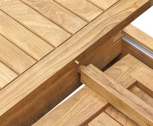 Table de salle à manger extérieure ovale extensible moderne en teck massif, légère, à double plateau, extensible de 1,8 à 2,4 m, pour restaurant, hôtel - Product Image 6