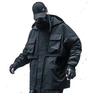 Chaquetas Techwear Cyperpunk para hombre, cortavientos de invierno, bolsillos Cargo, capucha suelta, Parka táctica para actividades ninja al aire libre lavadas - Product Image 5