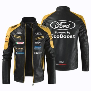 Veste de moto de course en cuir de mouton véritable pour hommes imperméable et coupe-vent en toile d'hiver chaude - Product Image 1