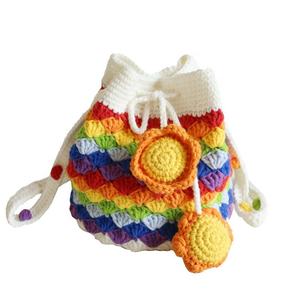Bolso Bandolera de Lana Tejido a Crochet, Arcoíris, Accesorio de Moda Artístico, Personalizado con Logotipo Bordado a Rayas - Product Image 3