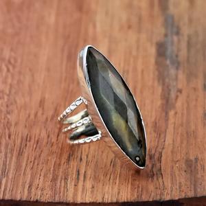 แหวนเพชรลาบราดอไรต์ธรรมชาติตัดสามวงแหวน925เงินสเตอร์ลิงโบฮีเมียนเครื่องประดับหินวันเกิด - Product Image 2