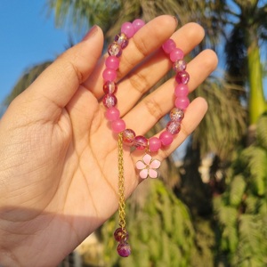 Shiny and Unique <b>Charm</b> <b>Bracelet</b>, Crack Beads <b>Bracelet</b>, Minimalist Glass beads flower <b>bracelets</b> - Product Image 2