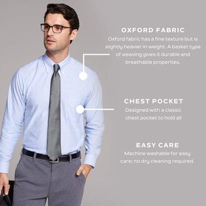 Chemise habillée pour homme, coupe classique, en tissu Oxford uni, col boutonné, à prix abordable - Product Image 4