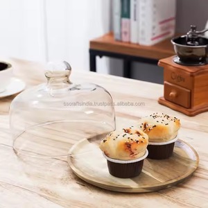 ฝาโดมไม้สำหรับวางเค้กสไตล์โมเดิร์นขนาด10นิ้วเครื่องล้างจานปลอดภัยสำหรับจัดเก็บคัพเค้กขนมอบ - Product Image 4