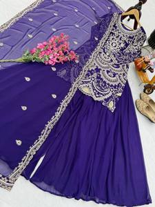 Women's Best Quality New Designer Party <b>Top</b> Pallazo & Dupatta Set by TENNECY-Reversible Quick Dry All Seasons - Product Image 6