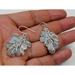 Pendientes de piedra lunar de uva de moda de Plata de Ley 925, cabujón de piedras preciosas para niñas y mujeres, gran idea de regalo - Product Image 1