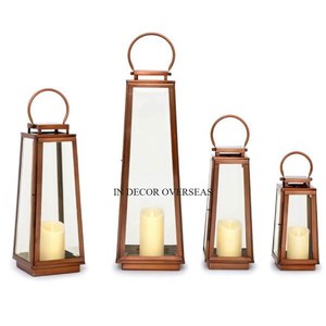 <b>Set</b> Of 4 Best Quality Metal High Grade Gold Plated And Clear Glass Made Attractive Look Candle Holder <b>Lanterns</b> In Lowest Price - Product Image 4