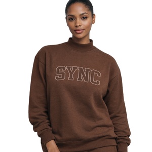 Service OEM, sweat-shirt à col montant à manches longues pour femmes, en tissu molletonné de haute qualité, poids lourd, taille plus - Product Image 1