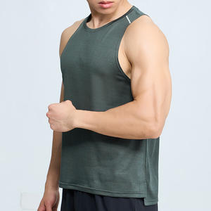 <b>Men</b> Dry Fit Tank Top Wholesale Reflective Fitness <b>Gym</b> Tank Top Side Splitrunning Sports <b>Vest</b> - Product Image 5