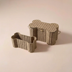 Paniers de rangement en jonc de mer tressé écologiques Sisu Handicraft, forme d'os avec poignée, taille mini, design multifonctionnel, lot de 2 - Product Image 1