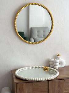 Paulownia Wood <b>Round</b> <b>Wall</b> <b>Mirror</b> Minimalist Circle <b>Mirror</b> With MDF Backboard Modern Nordic Entryway Console Bathroom Decor - Product Image 2