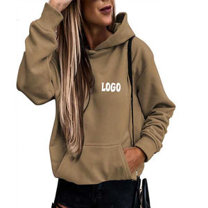 Sudadera con capucha para mujer, sudaderas con capucha informales personalizadas para mujer, jersey liso de manga larga, sudadera holgada superior con bolsillo sin cordón - Product Image 1