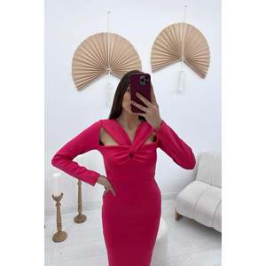 Vestido fucsia con fruncido en el busto - Fucsia - Product Image 4