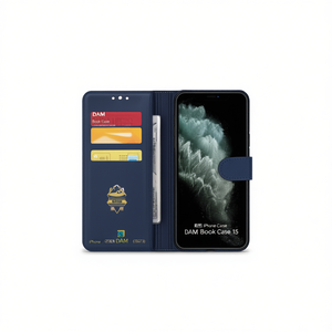 Funda para Teléfono DAM Wallet para 15 con Tarjetero y Diseño de Diamantes en Cuero Artificial - Product Image 1