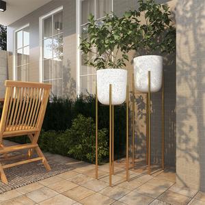 La mayoría de las macetas de alta calidad a precio al por mayor con muchas macetas moteadas de metal blanco acabadas con soporte extraíble. - Product Image 2