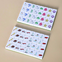 128 tuiles Push Tile Block White Food VS Animal Seaside Escape Mahjong Game Set avec dessin animé