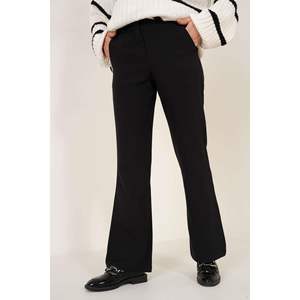 Pantalones acampanados de pierna ancha para mujer, pantalones casuales negros con cintura elástica, diseño transpirable y arrugado hasta la rodilla - Product Image 2