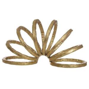 Escultura decorativa dorada de estilo moderno hecha a mano, diseño de arco abstracto único, acabado Premium, estantes de cumpleaños de aluminio - Product Image 4